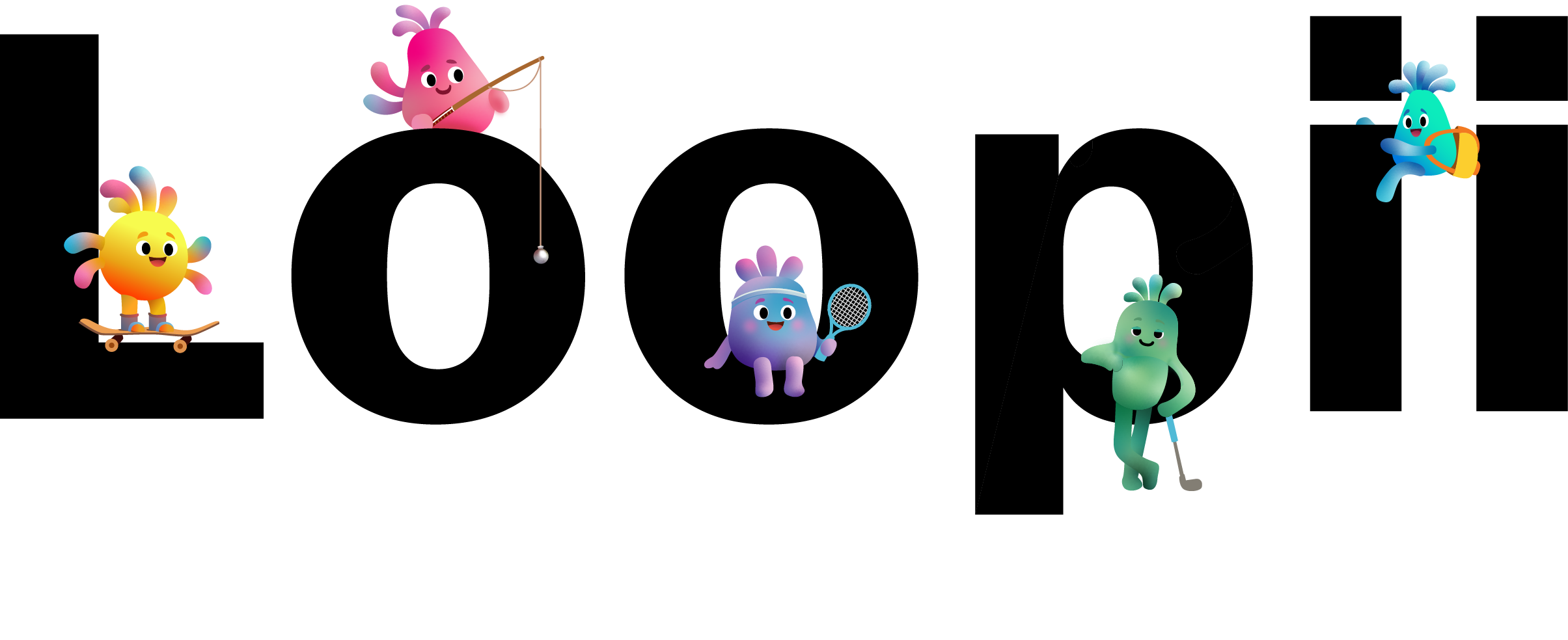 Loopii characters on logo